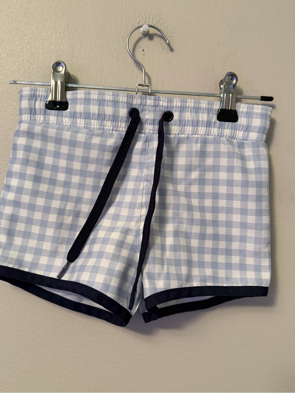 Minnow Blue Gingham Swim Trunks